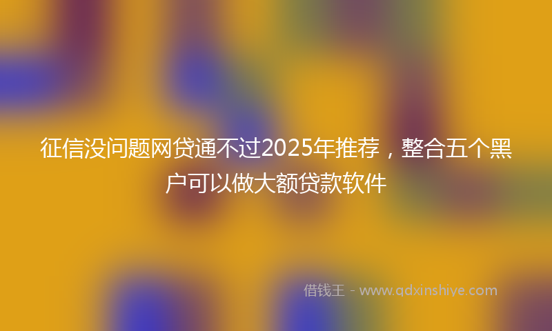 征信没问题网贷通不过2025年推荐，整合五个黑户可以做大额贷款软件