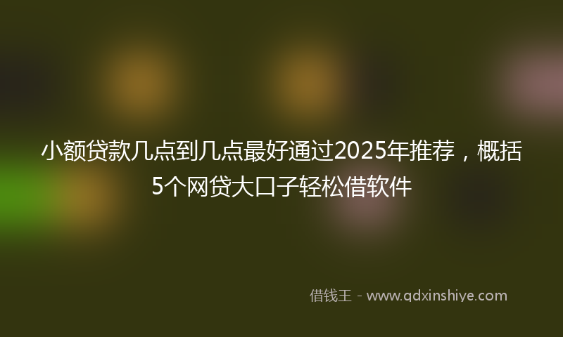 小额贷款几点到几点最好通过2025年推荐，概括5个网贷大口子轻松借软件
