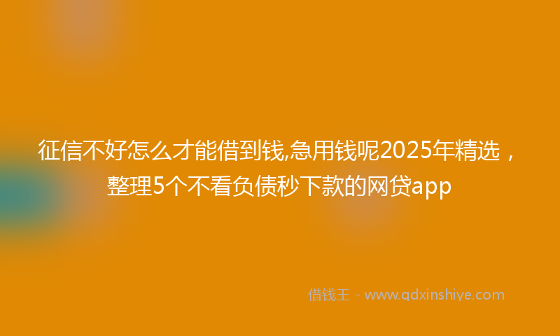 征信不好怎么才能借到钱,急用钱呢2025年精选，整理5个不看负债秒下款的网贷app