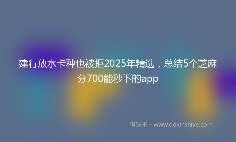 建行放水卡种也被拒2025年精选，总结5个芝麻分700能秒下的app