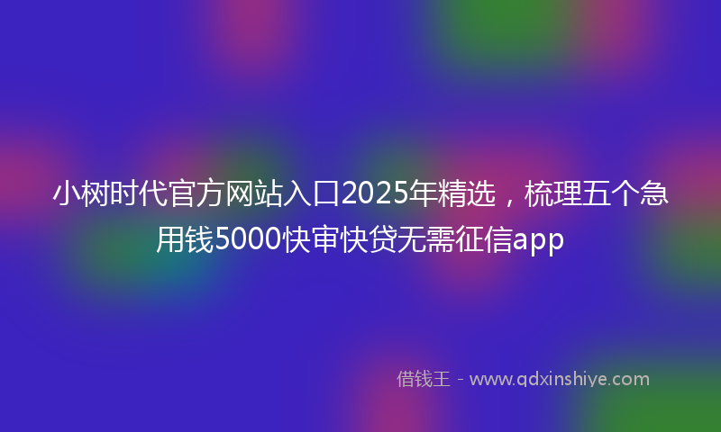 小树时代官方网站入口2025年精选，梳理五个急用钱5000快审快贷无需征信app