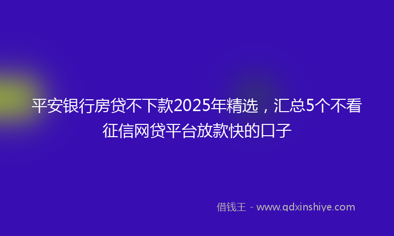 平安银行房贷不下款2025年精选，汇总5个不看征信网贷平台放款快的口子