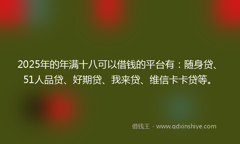 2025年的年满十八可以借钱的平台有：随身贷、51人品贷、好期贷、我来贷、维信卡卡贷等。