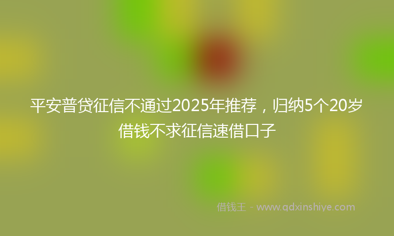 平安普贷征信不通过2025年推荐，归纳5个20岁借钱不求征信速借口子