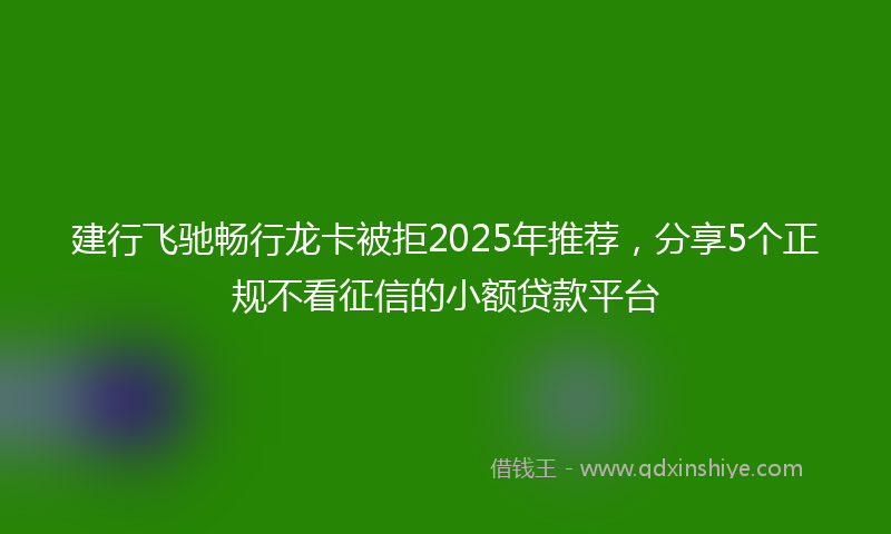 建行飞驰畅行龙卡被拒2025年推荐，分享5个正规不看征信的小额贷款平台
