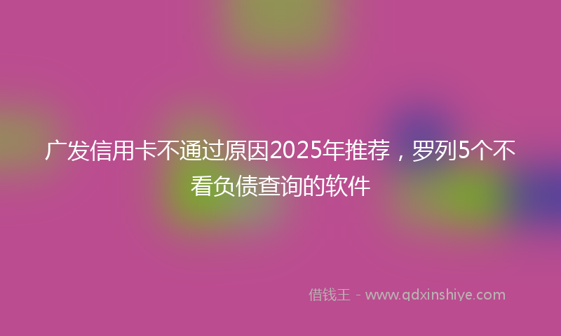 广发信用卡不通过原因2025年推荐，罗列5个不看负债查询的软件