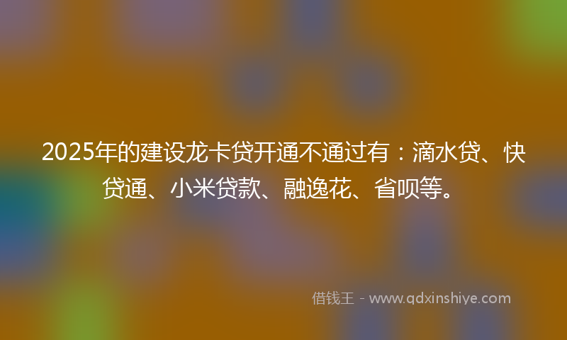 2025年的建设龙卡贷开通不通过有：滴水贷、快贷通、小米贷款、融逸花、省呗等。