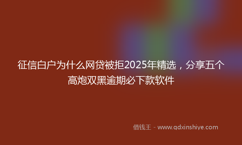 征信白户为什么网贷被拒2025年精选，分享五个高炮双黑逾期必下款软件