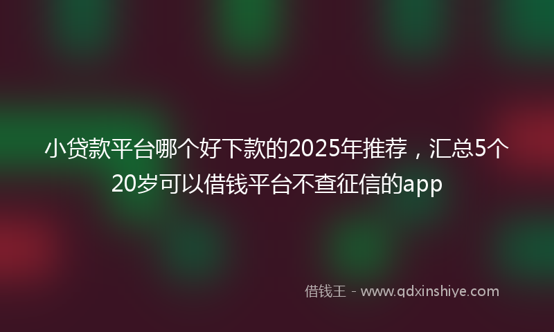 小贷款平台哪个好下款的2025年推荐，汇总5个20岁可以借钱平台不查征信的app