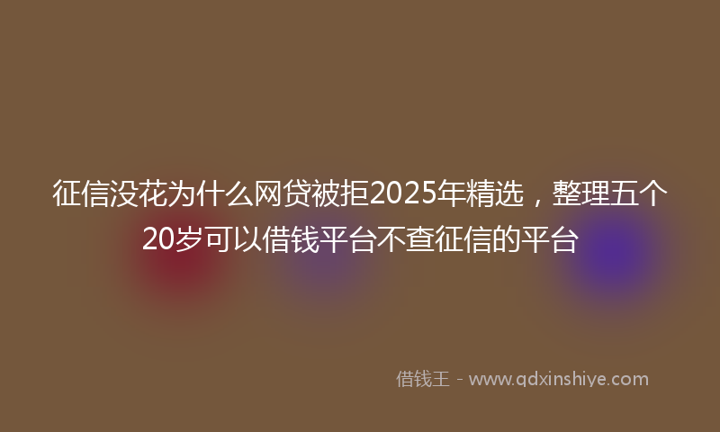 征信没花为什么网贷被拒2025年精选，整理五个20岁可以借钱平台不查征信的平台