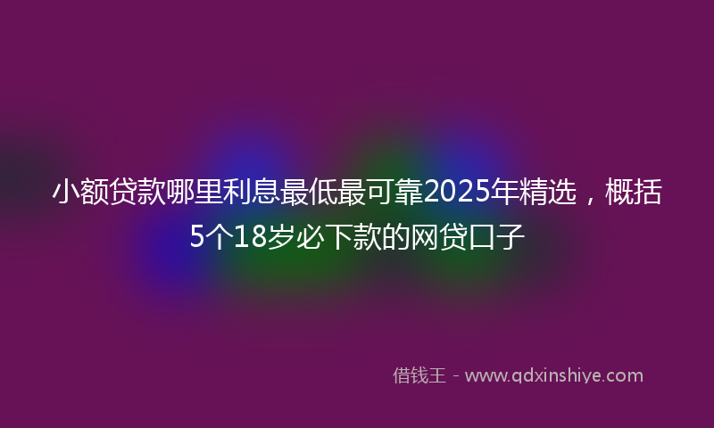 小额贷款哪里利息最低最可靠2025年精选，概括5个18岁必下款的网贷口子