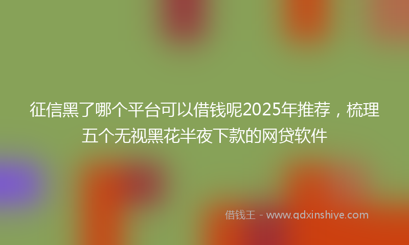 征信黑了哪个平台可以借钱呢2025年推荐，梳理五个无视黑花半夜下款的网贷软件