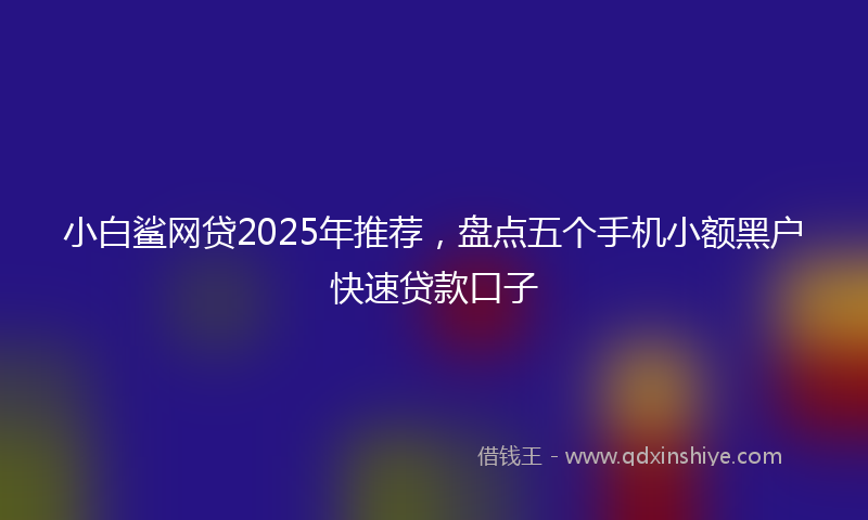 小白鲨网贷2025年推荐，盘点五个手机小额黑户快速贷款口子