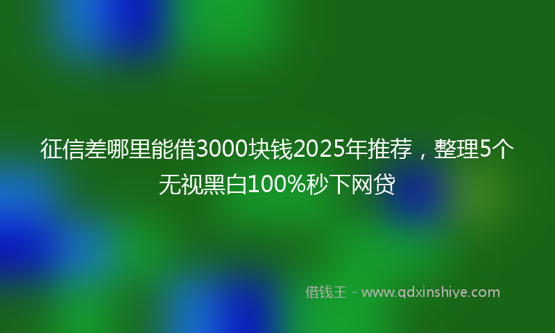 征信差哪里能借3000块钱2025年推荐，整理5个无视黑白100%秒下网贷