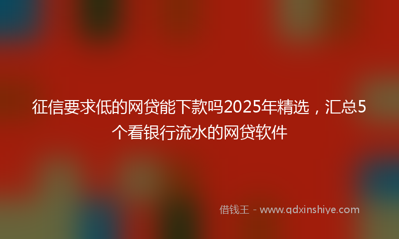 征信要求低的网贷能下款吗2025年精选，汇总5个看银行流水的网贷软件