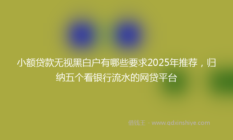 小额贷款无视黑白户有哪些要求2025年推荐，归纳五个看银行流水的网贷平台