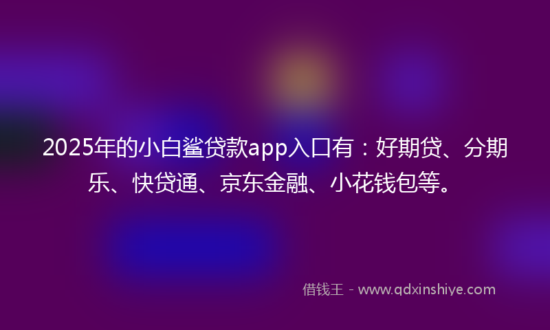 2025年的小白鲨贷款app入口有：好期贷、分期乐、快贷通、京东金融、小花钱包等。