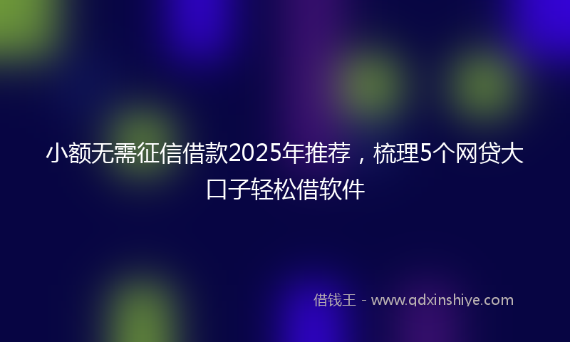 小额无需征信借款2025年推荐，梳理5个网贷大口子轻松借软件