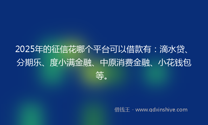 2025年的征信花哪个平台可以借款有：滴水贷、分期乐、度小满金融、中原消费金融、小花钱包等。