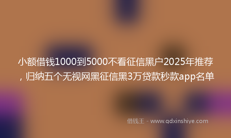 小额借钱1000到5000不看征信黑户2025年推荐，归纳五个无视网黑征信黑3万贷款秒款app名单