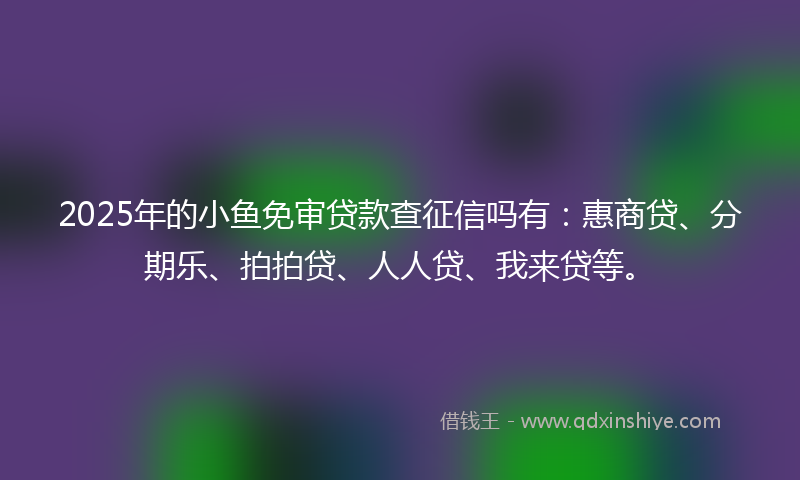 2025年的小鱼免审贷款查征信吗有：惠商贷、分期乐、拍拍贷、人人贷、我来贷等。