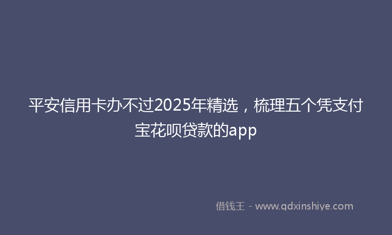 平安信用卡办不过2025年精选，梳理五个凭支付宝花呗贷款的app