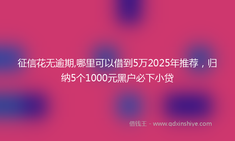 征信花无逾期,哪里可以借到5万2025年推荐，归纳5个1000元黑户必下小贷