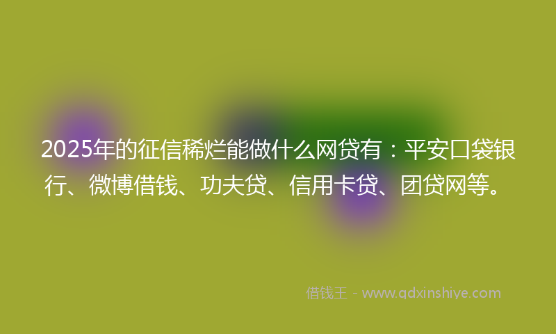 2025年的征信稀烂能做什么网贷有：平安口袋银行、微博借钱、功夫贷、信用卡贷、团贷网等。