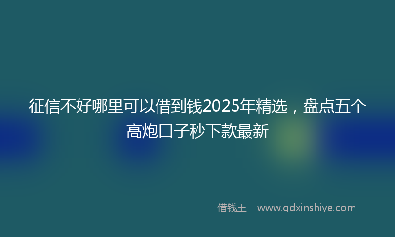 征信不好哪里可以借到钱2025年精选，盘点五个高炮口子秒下款最新