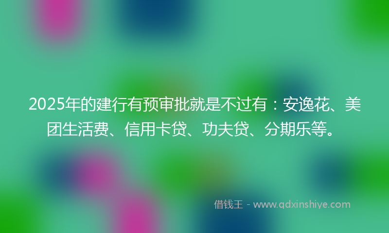 2025年的建行有预审批就是不过有：安逸花、美团生活费、信用卡贷、功夫贷、分期乐等。