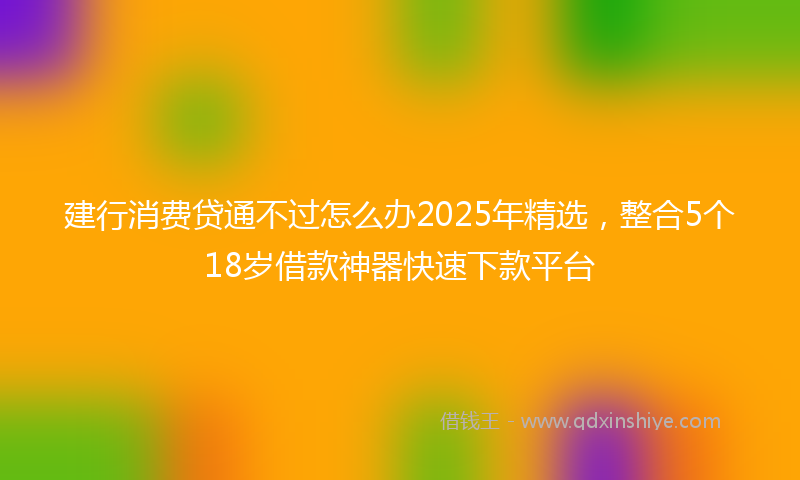 建行消费贷通不过怎么办2025年精选，整合5个18岁借款神器快速下款平台