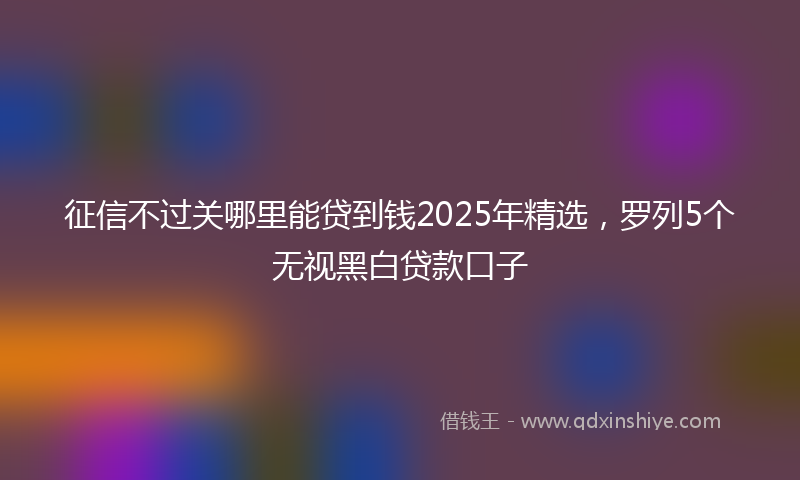 征信不过关哪里能贷到钱2025年精选，罗列5个无视黑白贷款口子
