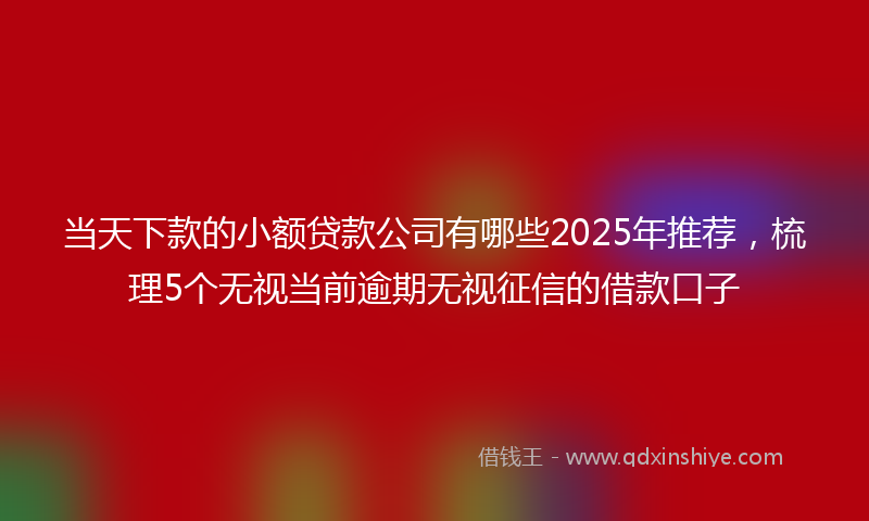 当天下款的小额贷款公司有哪些2025年推荐，梳理5个无视当前逾期无视征信的借款口子