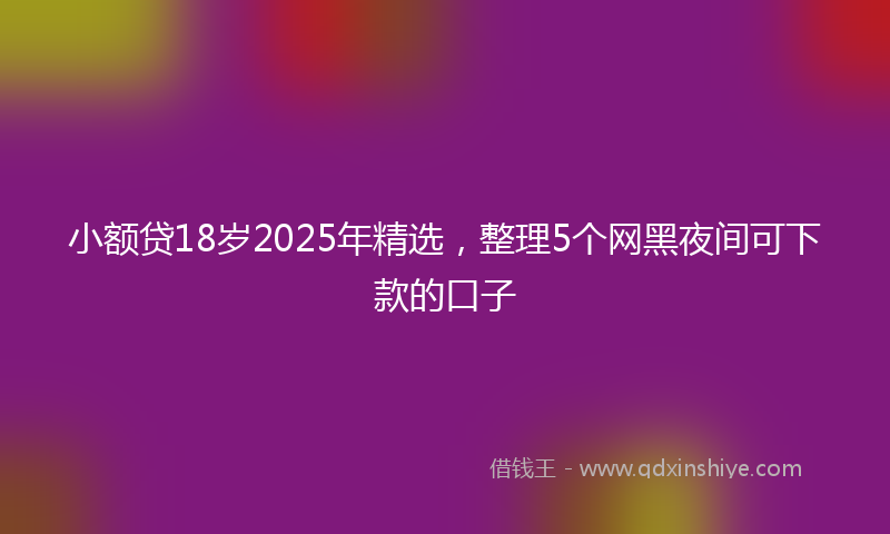 小额贷18岁2025年精选，整理5个网黑夜间可下款的口子