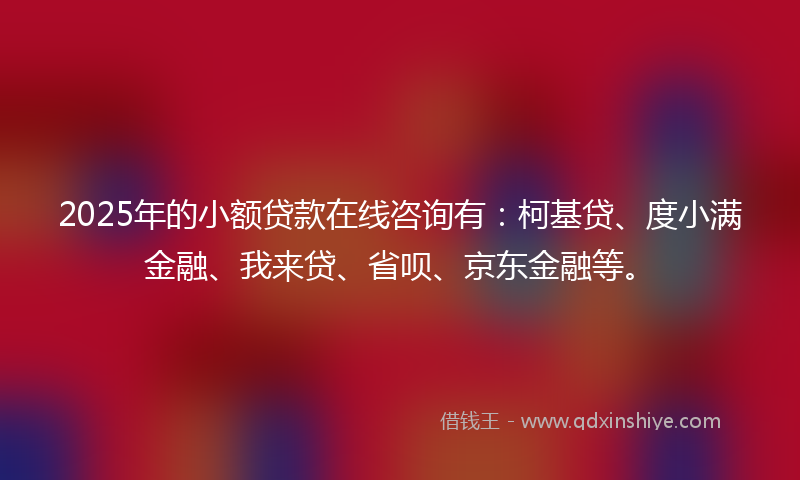 2025年的小额贷款在线咨询有：柯基贷、度小满金融、我来贷、省呗、京东金融等。