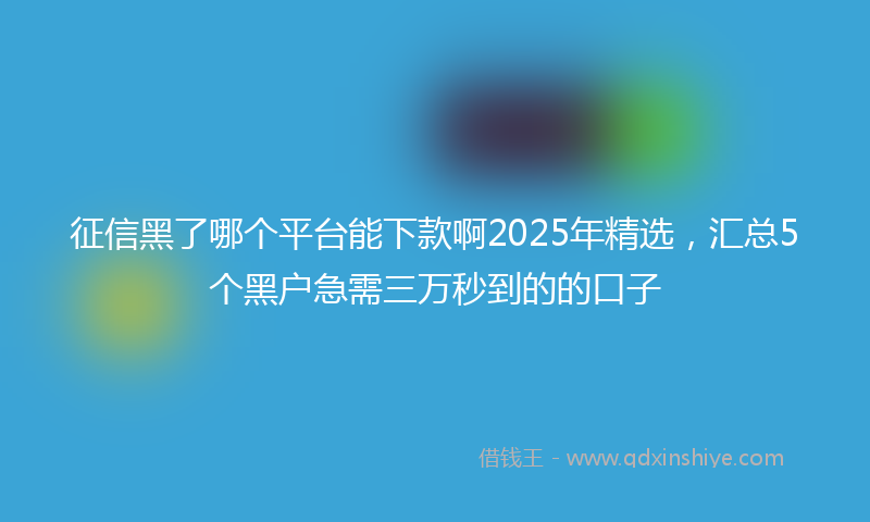 征信黑了哪个平台能下款啊2025年精选，汇总5个黑户急需三万秒到的的口子