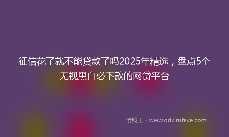 征信花了就不能贷款了吗2025年精选，盘点5个无视黑白必下款的网贷平台