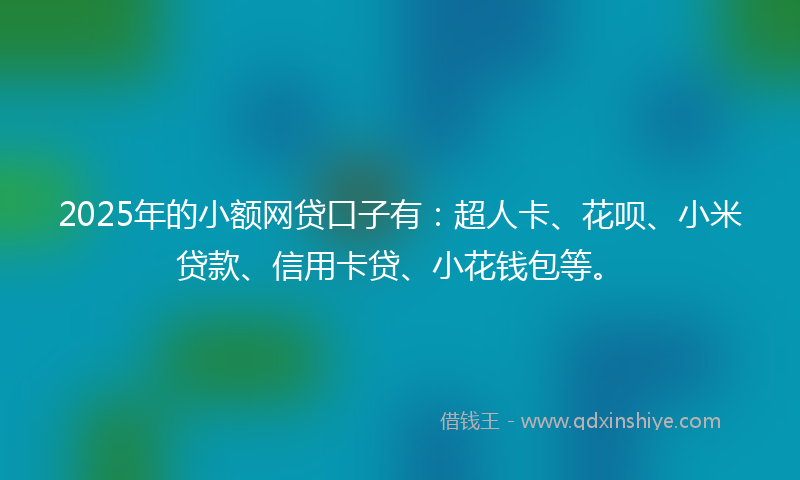 2025年的小额网贷口子有：超人卡、花呗、小米贷款、信用卡贷、小花钱包等。