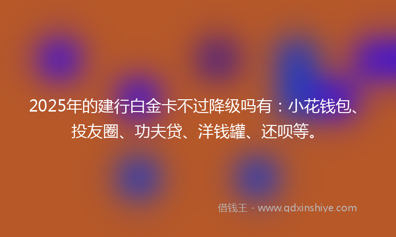 2025年的建行白金卡不过降级吗有：小花钱包、投友圈、功夫贷、洋钱罐、还呗等。