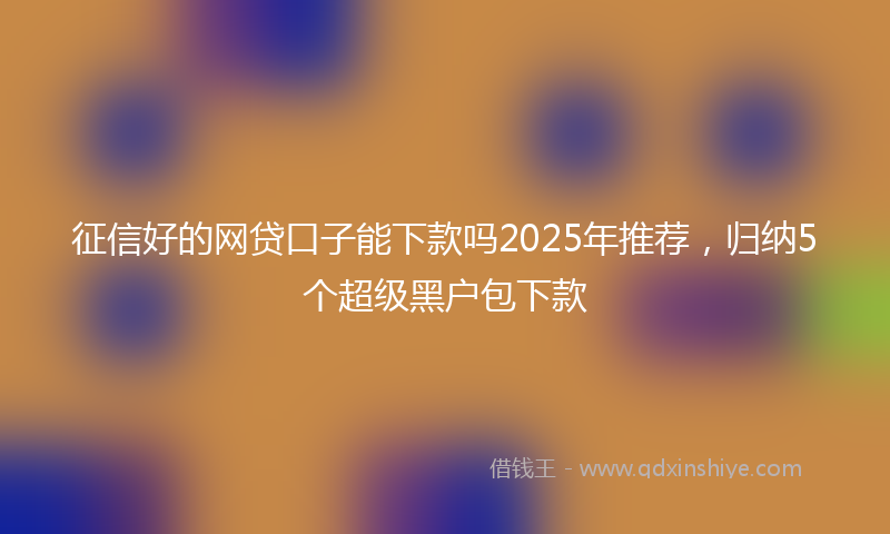 征信好的网贷口子能下款吗2025年推荐，归纳5个超级黑户包下款