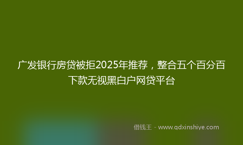 广发银行房贷被拒2025年推荐，整合五个百分百下款无视黑白户网贷平台