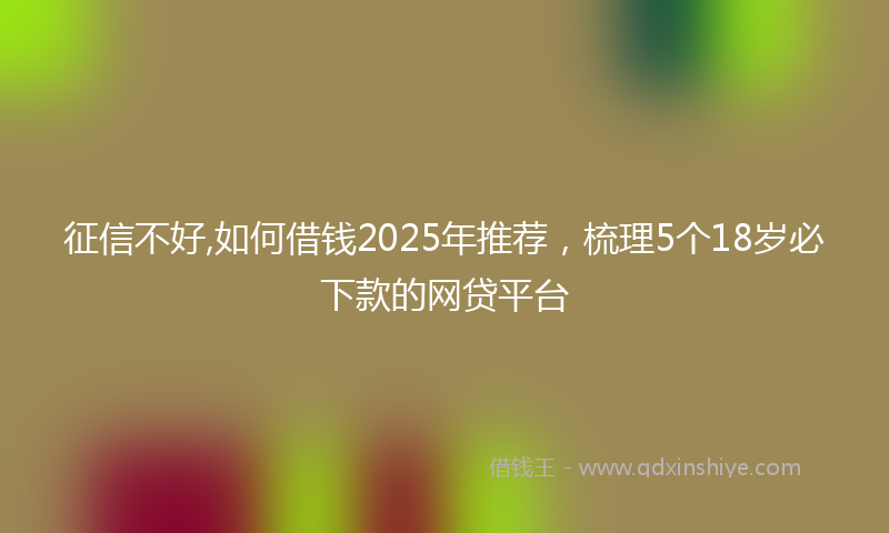 征信不好,如何借钱2025年推荐，梳理5个18岁必下款的网贷平台
