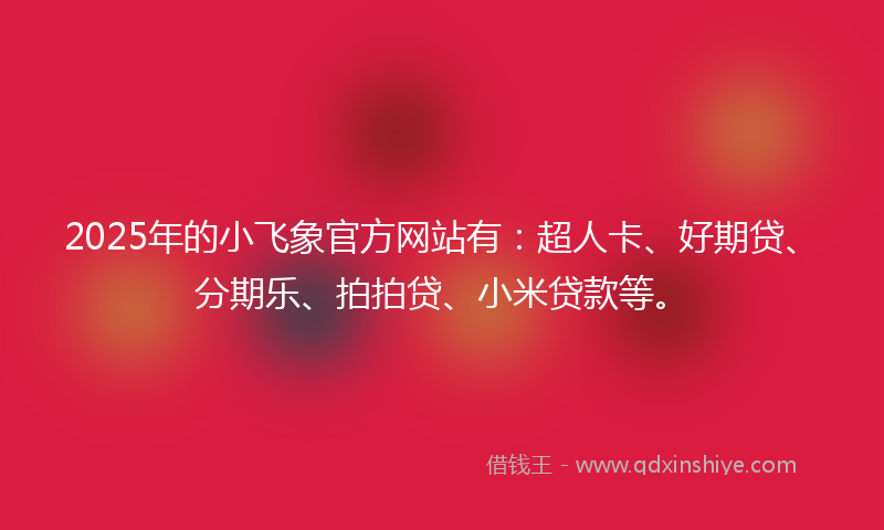 2025年的小飞象官方网站有：超人卡、好期贷、分期乐、拍拍贷、小米贷款等。
