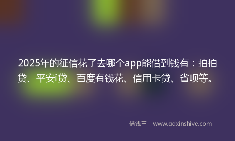 2025年的征信花了去哪个app能借到钱有：拍拍贷、平安i贷、百度有钱花、信用卡贷、省呗等。