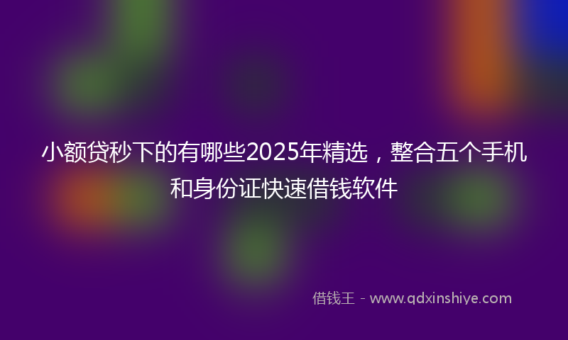 小额贷秒下的有哪些2025年精选，整合五个手机和身份证快速借钱软件