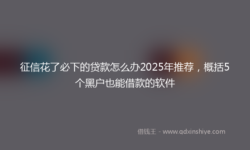 征信花了必下的贷款怎么办2025年推荐，概括5个黑户也能借款的软件