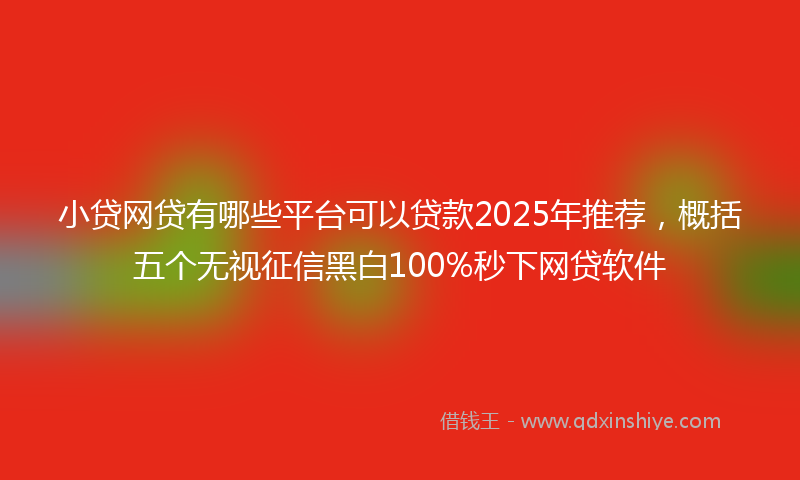 小贷网贷有哪些平台可以贷款2025年推荐，概括五个无视征信黑白100%秒下网贷软件