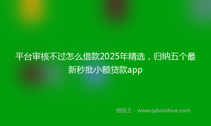 平台审核不过怎么借款2025年精选，归纳五个最新秒批小额贷款app