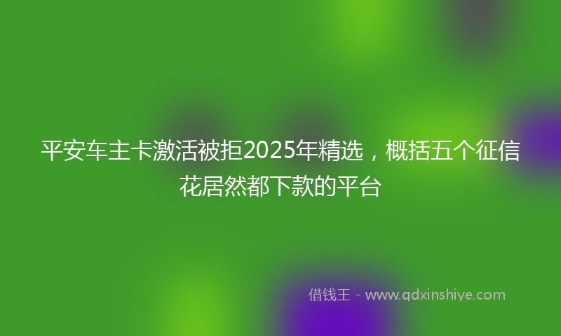 平安车主卡激活被拒2025年精选，概括五个征信花居然都下款的平台