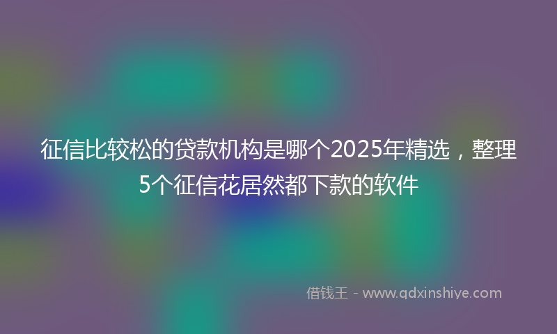 征信比较松的贷款机构是哪个2025年精选，整理5个征信花居然都下款的软件